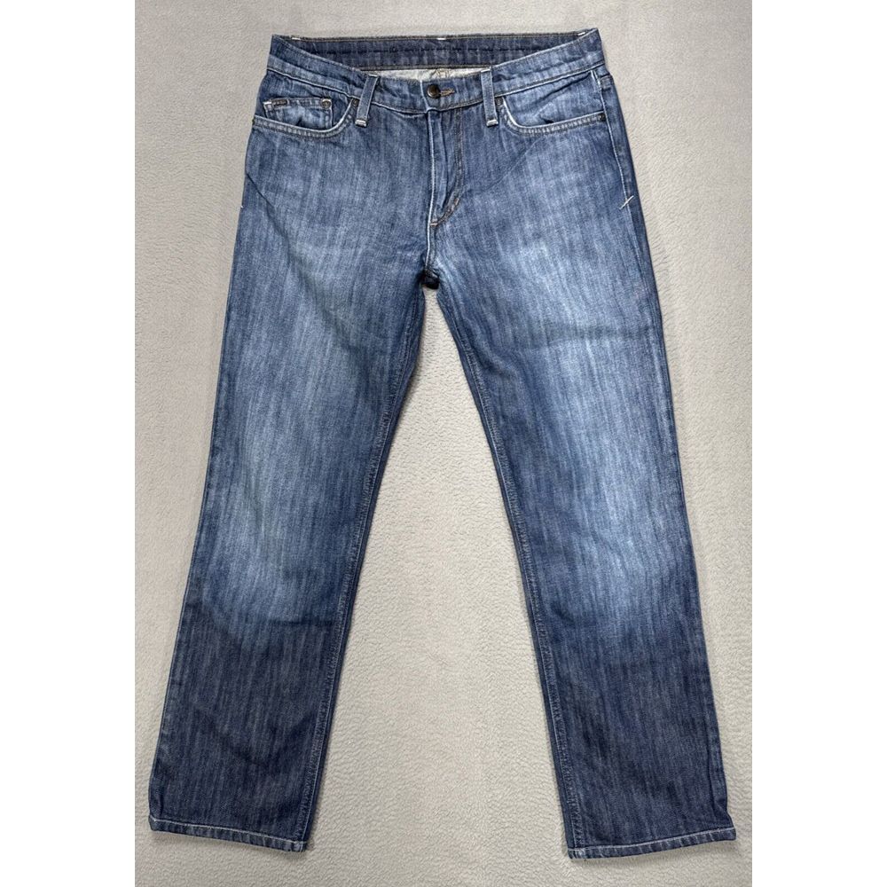 Joe's Jeans Brixton Women 29x28 Blue Low Straight Relaxed Distressed Faded Denim